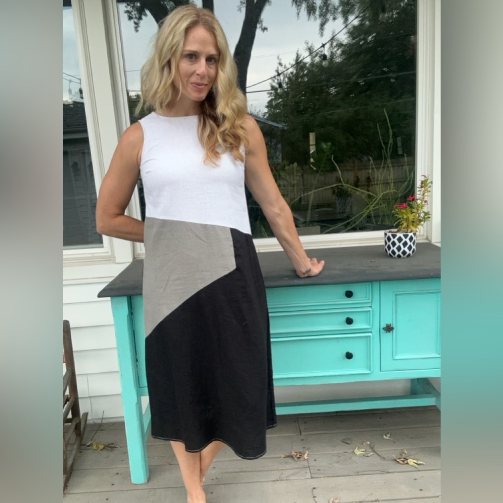 Linen Colorblock dress - Picture 4 of 8